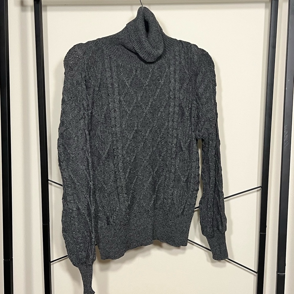 Gray turtleneck argyle sweater